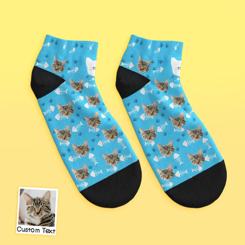 Custom Cat Face Ankle Socks