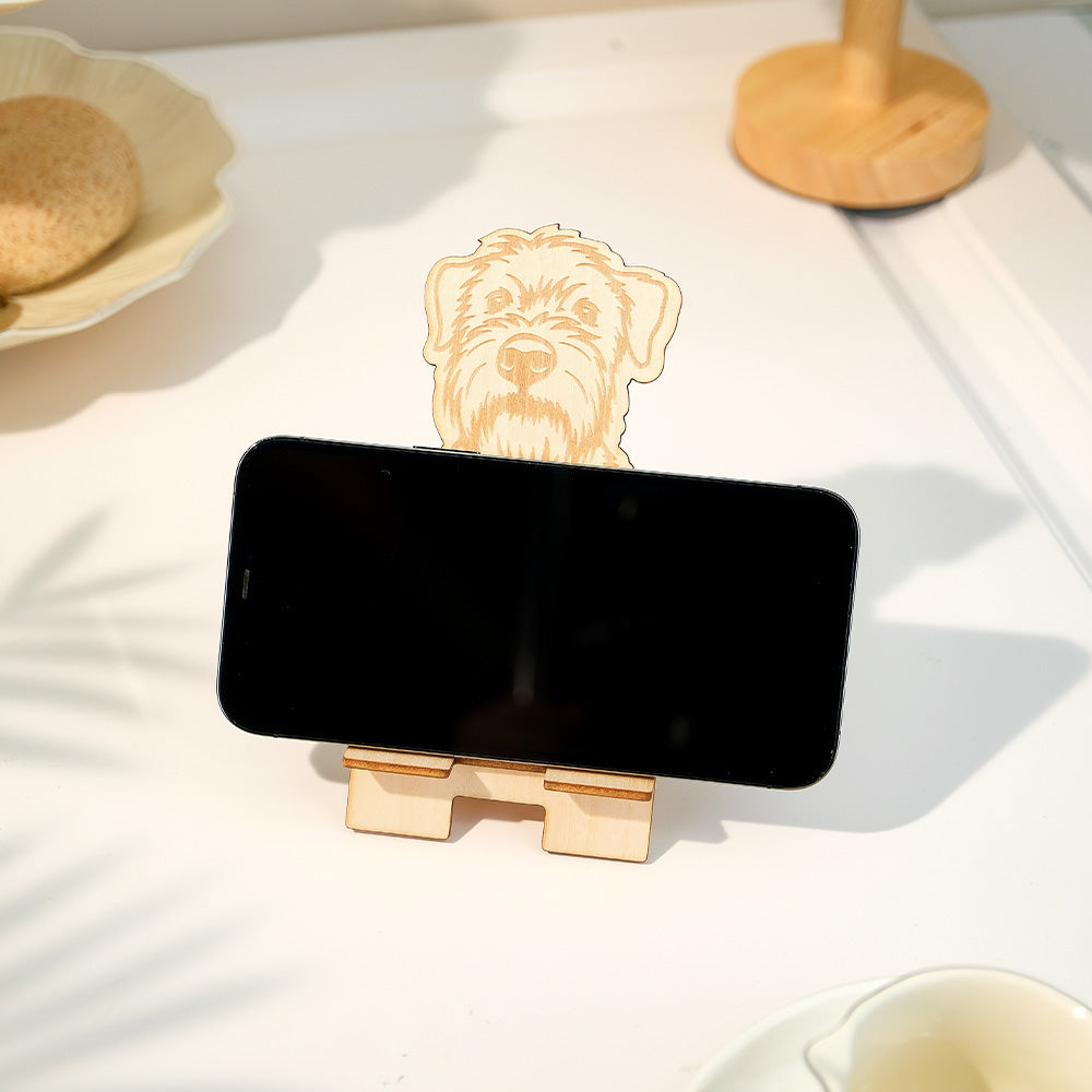 Engraved Pet Portrait Phone Stand