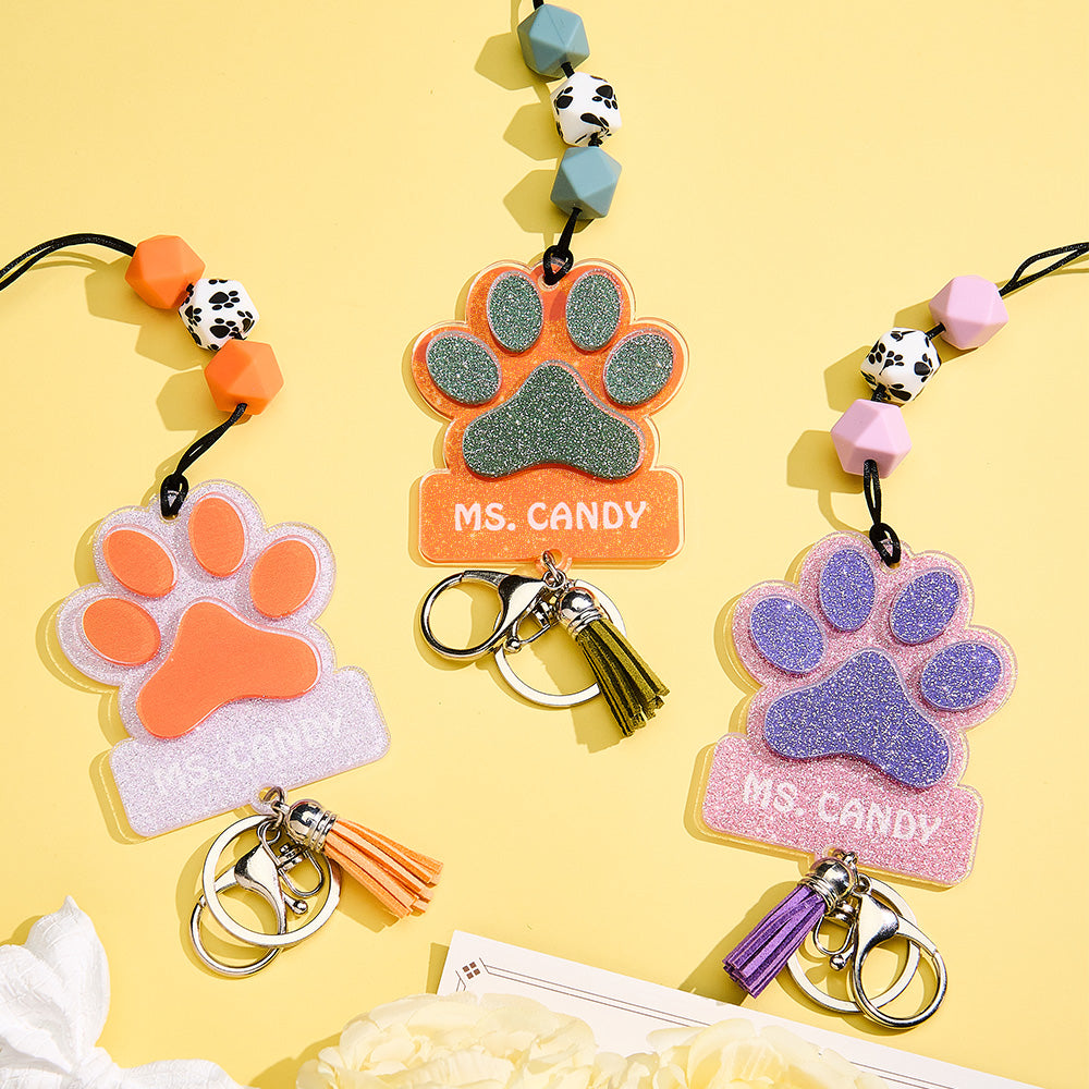 Glitter Paw ID Badge Lanyard
