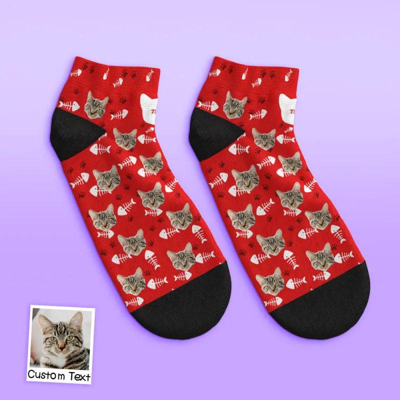 Custom Cat Face Ankle Socks
