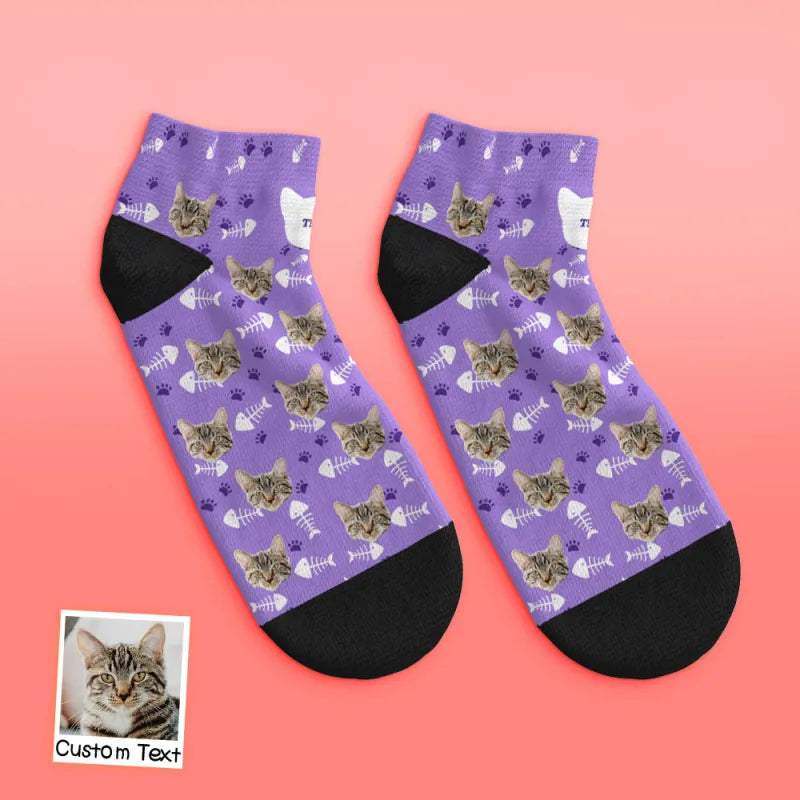 Custom Cat Face Ankle Socks