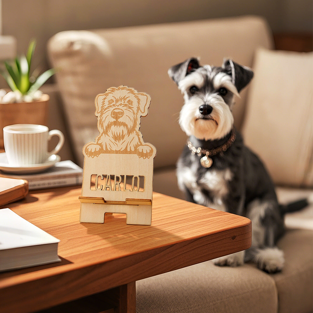 Engraved Pet Portrait Phone Stand