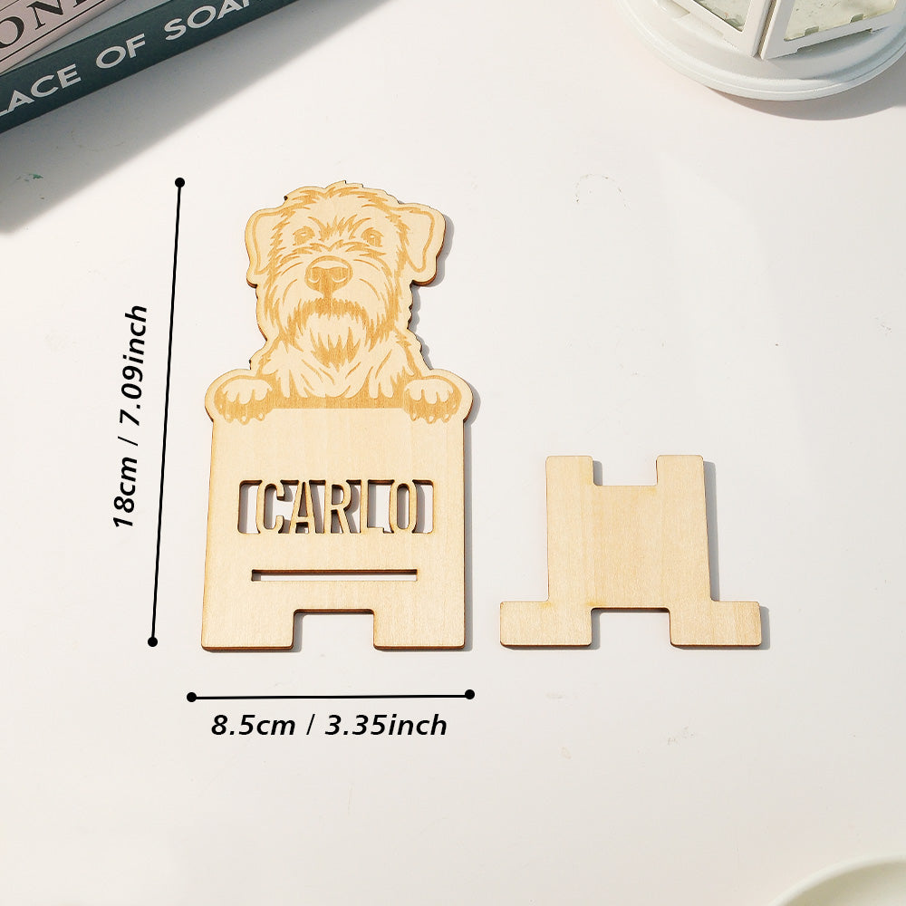 Engraved Pet Portrait Phone Stand