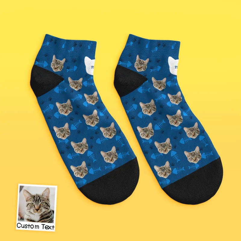 Custom Cat Face Ankle Socks