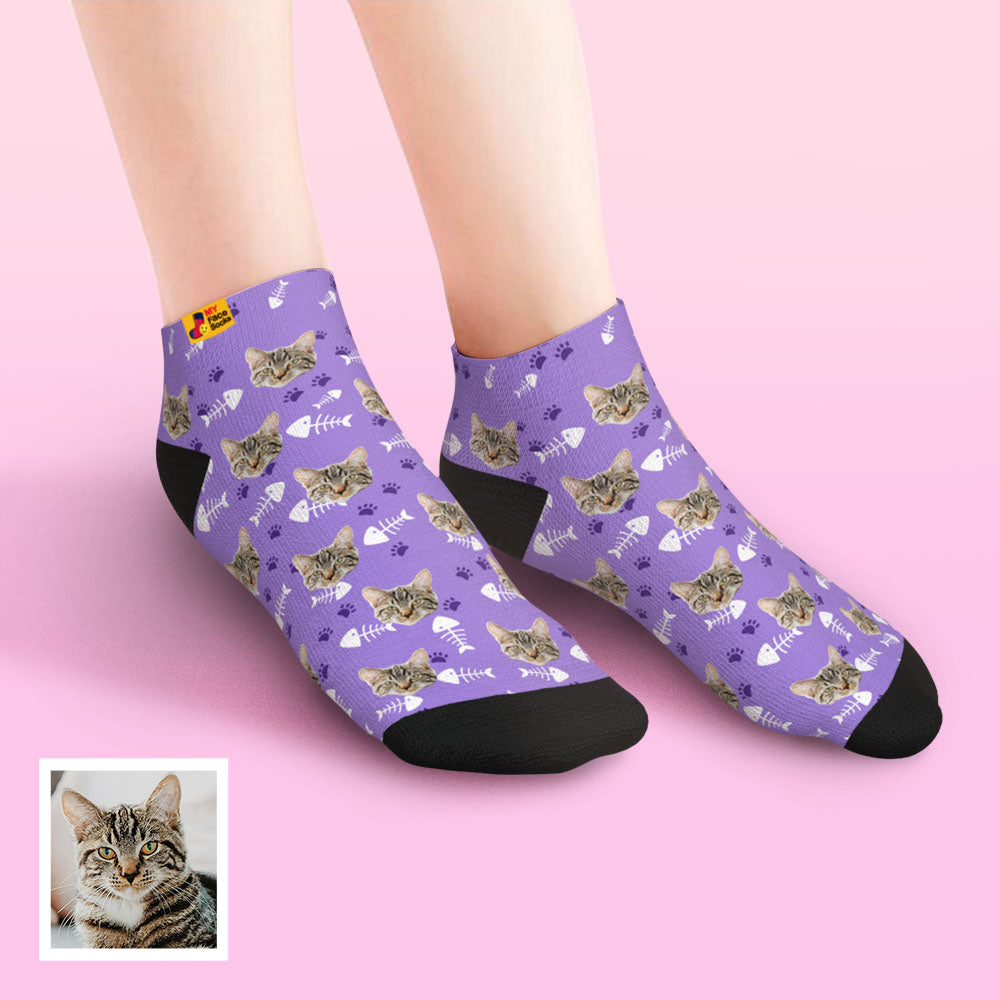 Custom Cat Face Ankle Socks