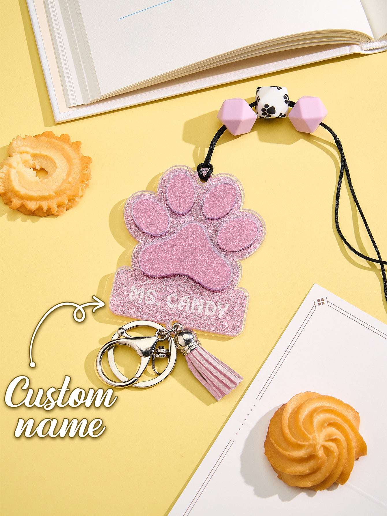 Glitter Paw ID Badge Lanyard