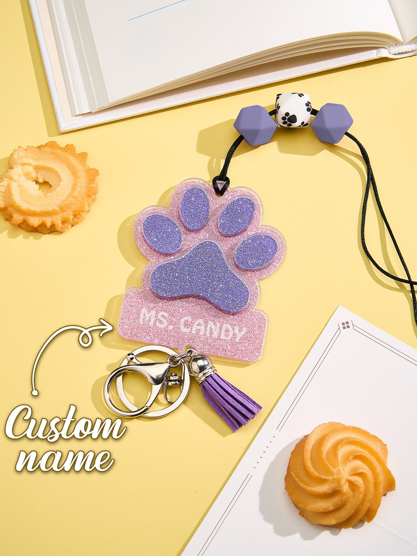 Glitter Paw ID Badge Lanyard