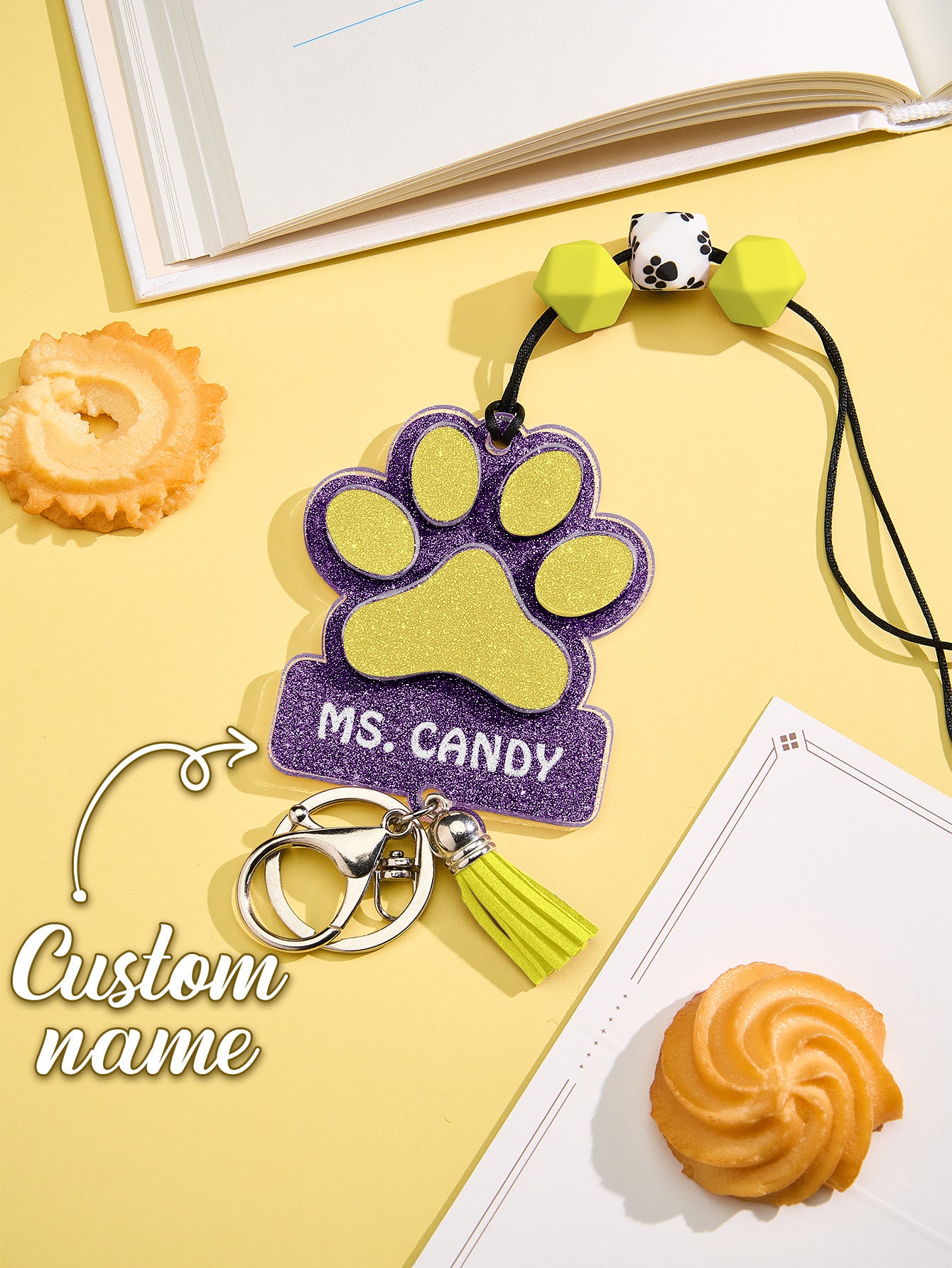 Glitter Paw ID Badge Lanyard