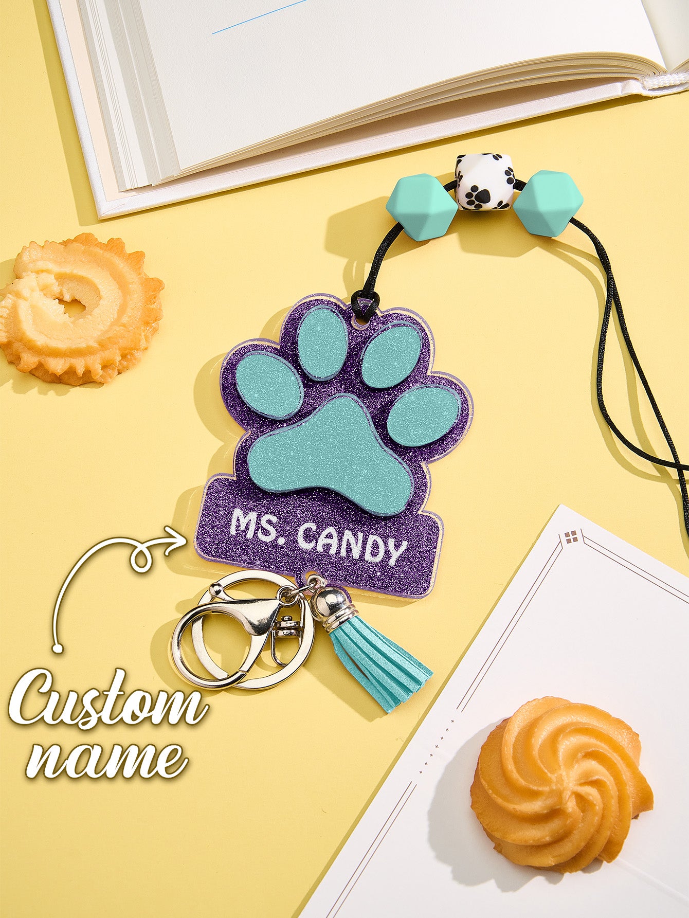 Glitter Paw ID Badge Lanyard