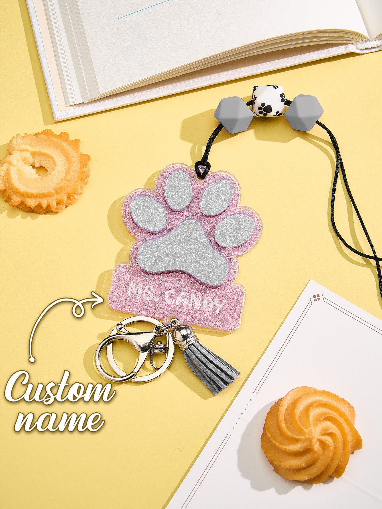 Glitter Paw ID Badge Lanyard