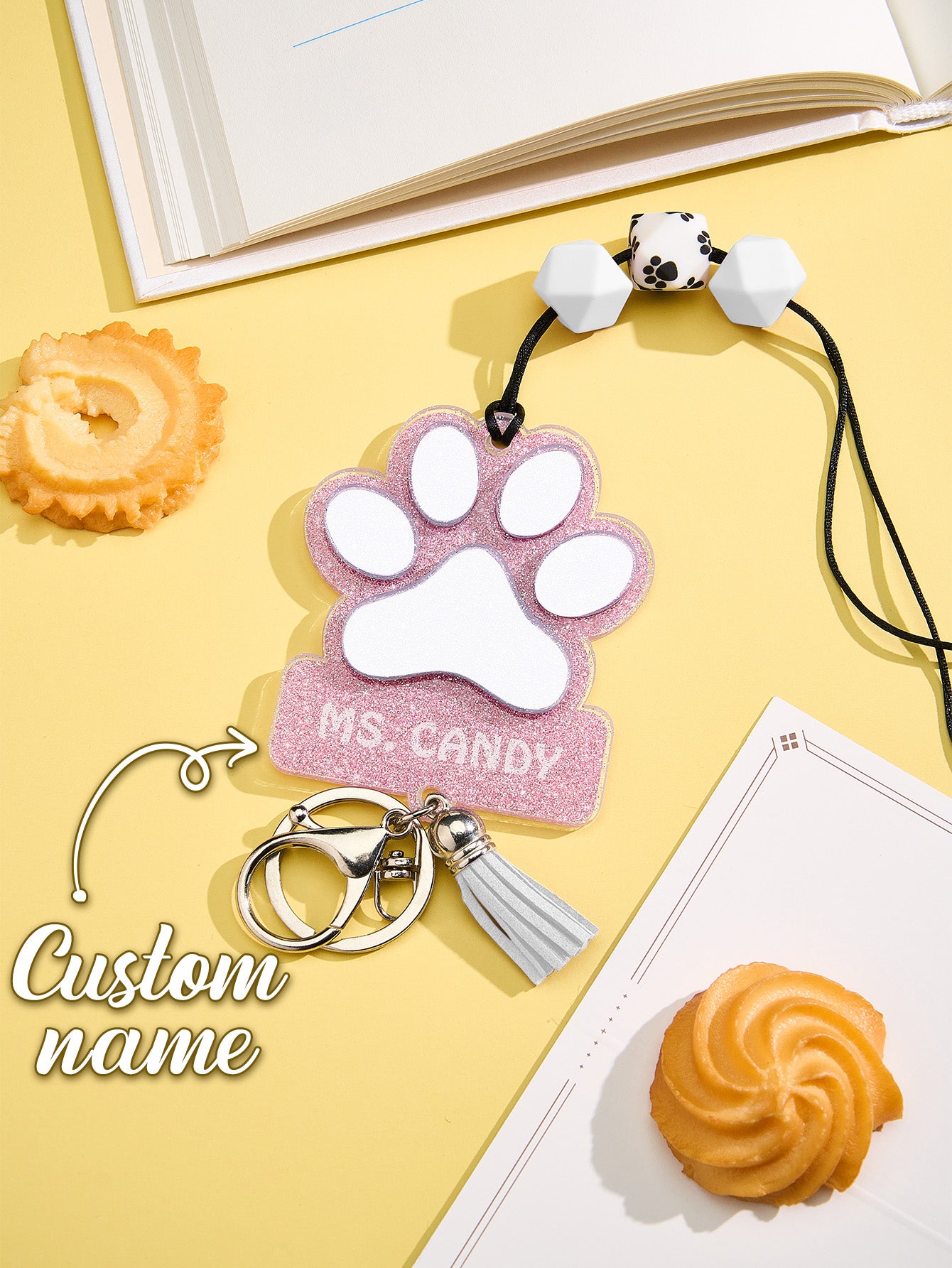 Glitter Paw ID Badge Lanyard