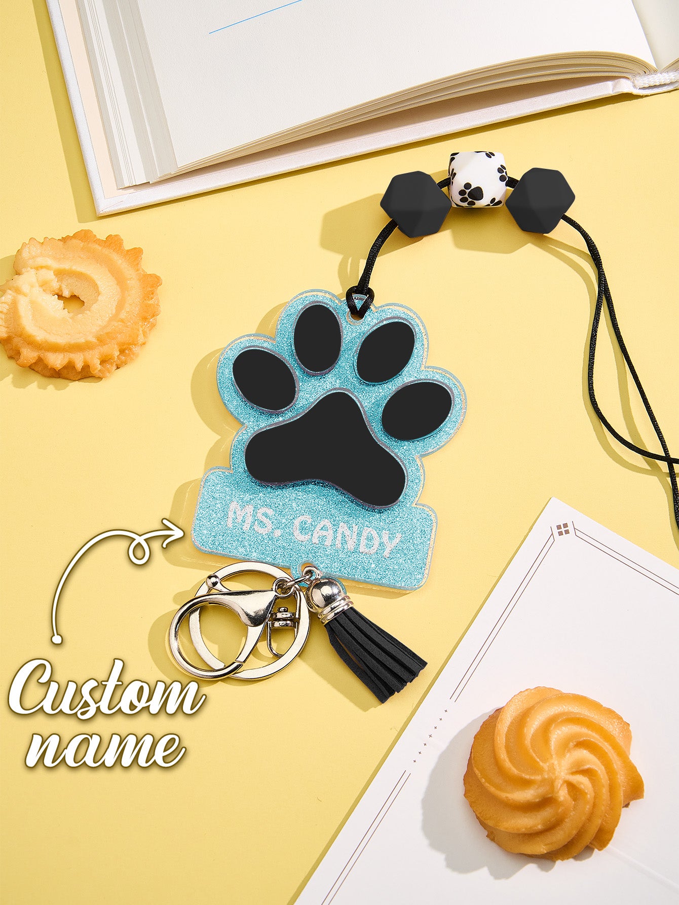 Glitter Paw ID Badge Lanyard