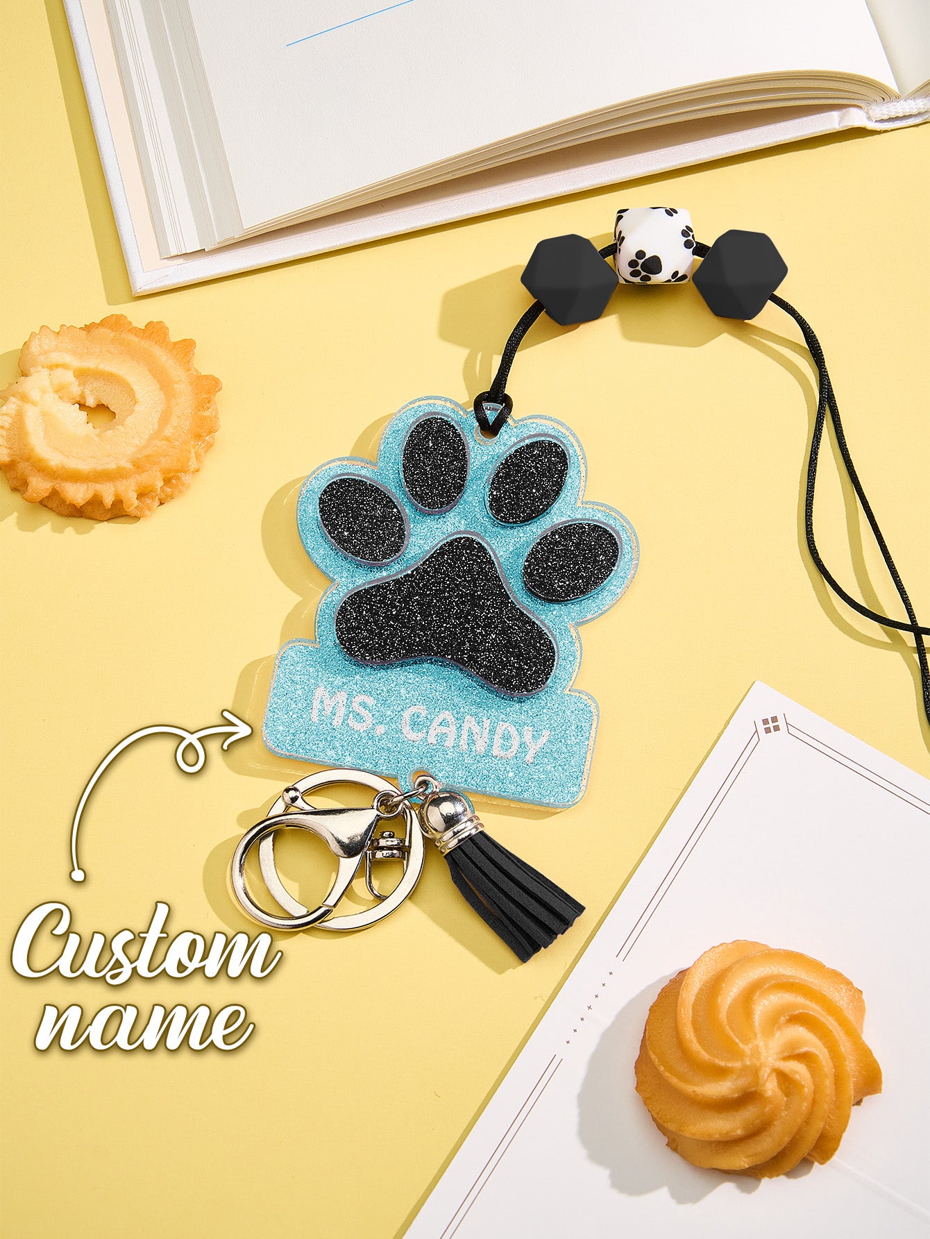 Glitter Paw ID Badge Lanyard