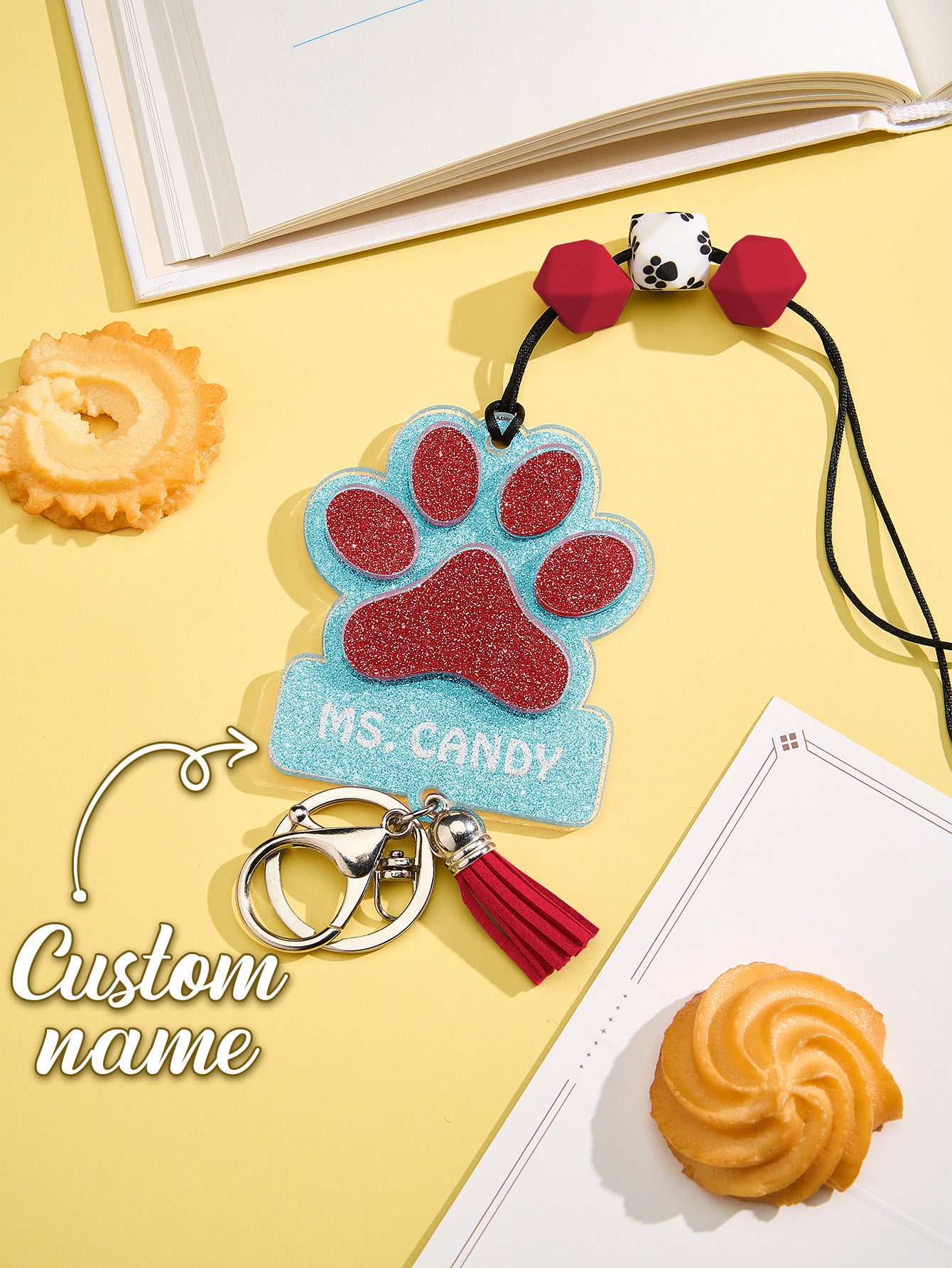 Glitter Paw ID Badge Lanyard