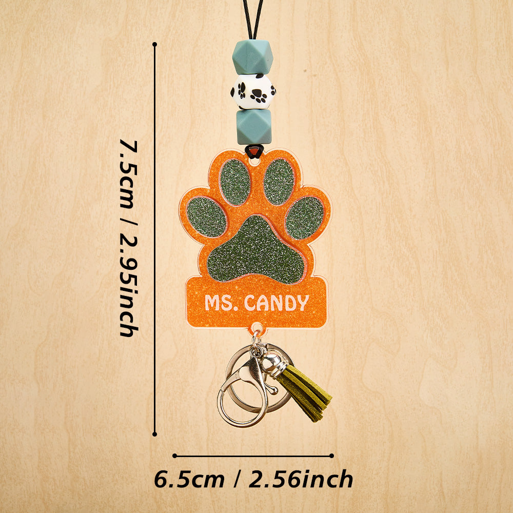 Glitter Paw ID Badge Lanyard