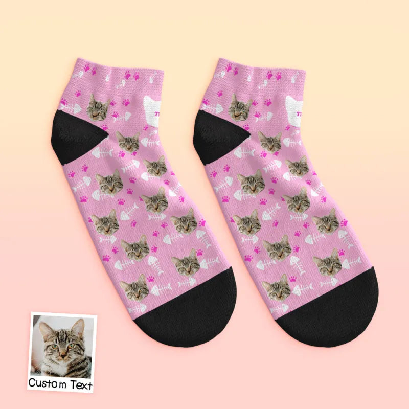 Custom Cat Face Ankle Socks