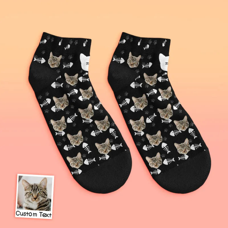 Custom Cat Face Ankle Socks