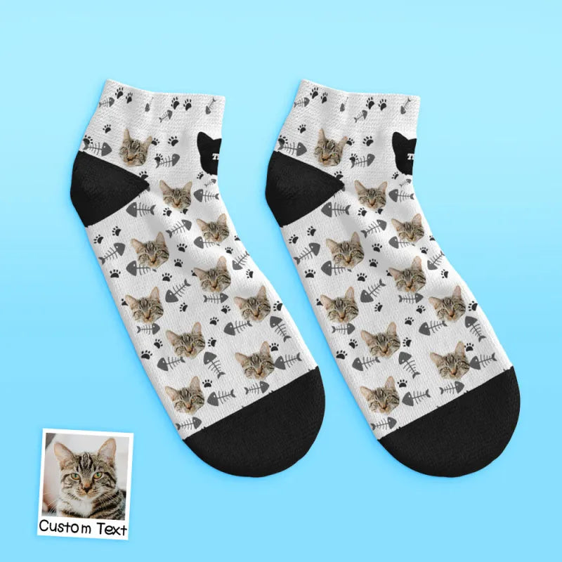 Custom Cat Face Ankle Socks
