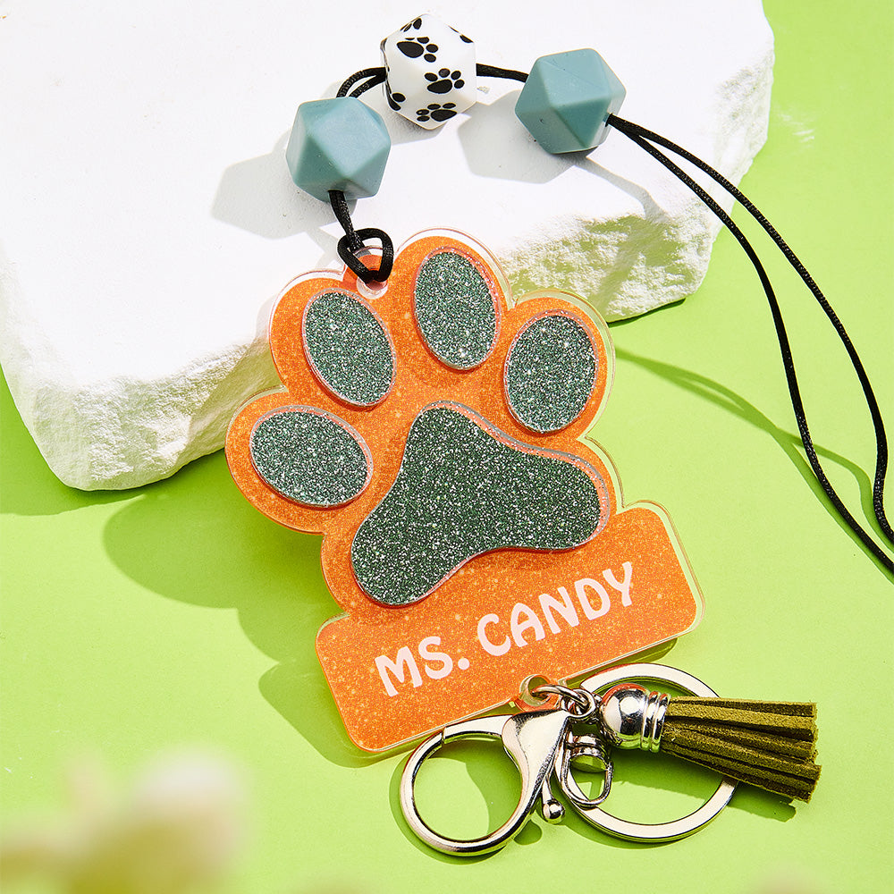 Glitter Paw ID Badge Lanyard