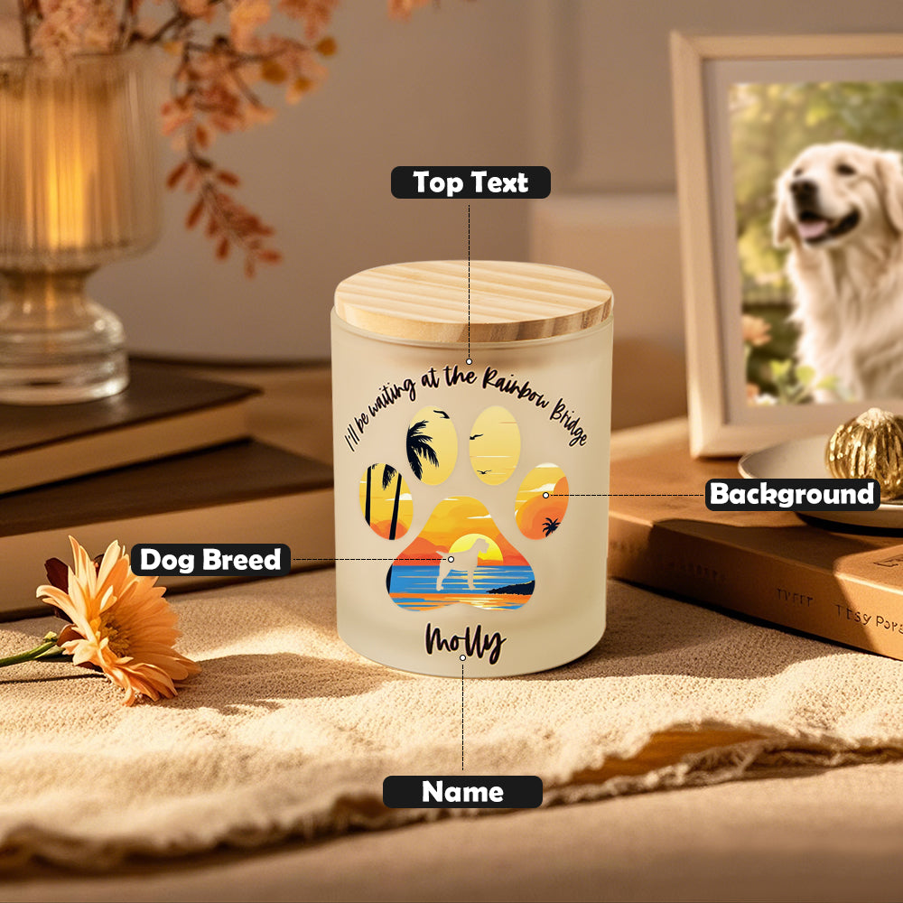 Dog Memorial Paw Candle Jar